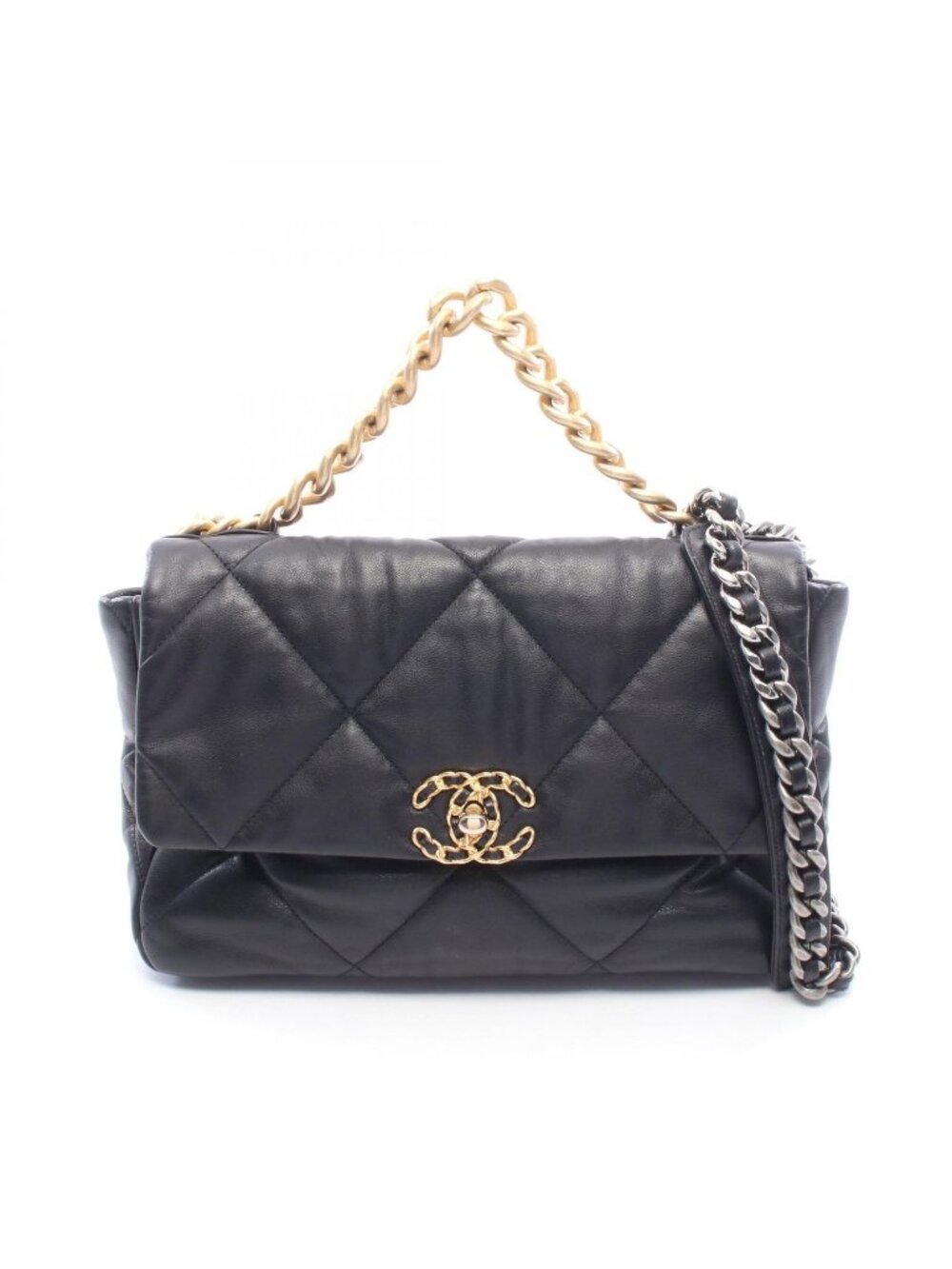 Chanel Shoulder Bag 19 Dixneuf Quilted 2-Way Black Leather Chanel 19 Chain